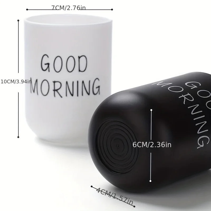 Good Morning Bathroom Cup – Toothbrush Holder & Mouthwash Cups product image
