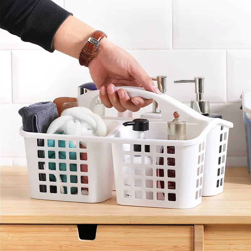 Divided Shower Caddy Basket with Handle – 3-Compartment Portable Storage Organizer for