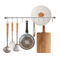 Stainless Steel Kitchen Hanging Rail – Wall Mounted Utensil Rack with Hooks