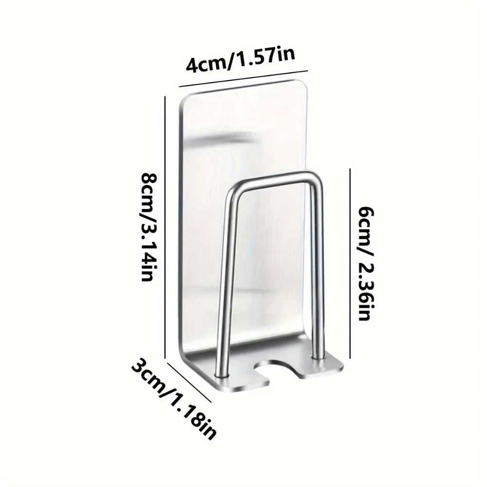 1/2/3 Piece  | No-Drill Adhesive Wall Mounted Towel / Sponge / Utensil Holder – Stainless Steel Kitchen & Bathroom Organizer | Silver