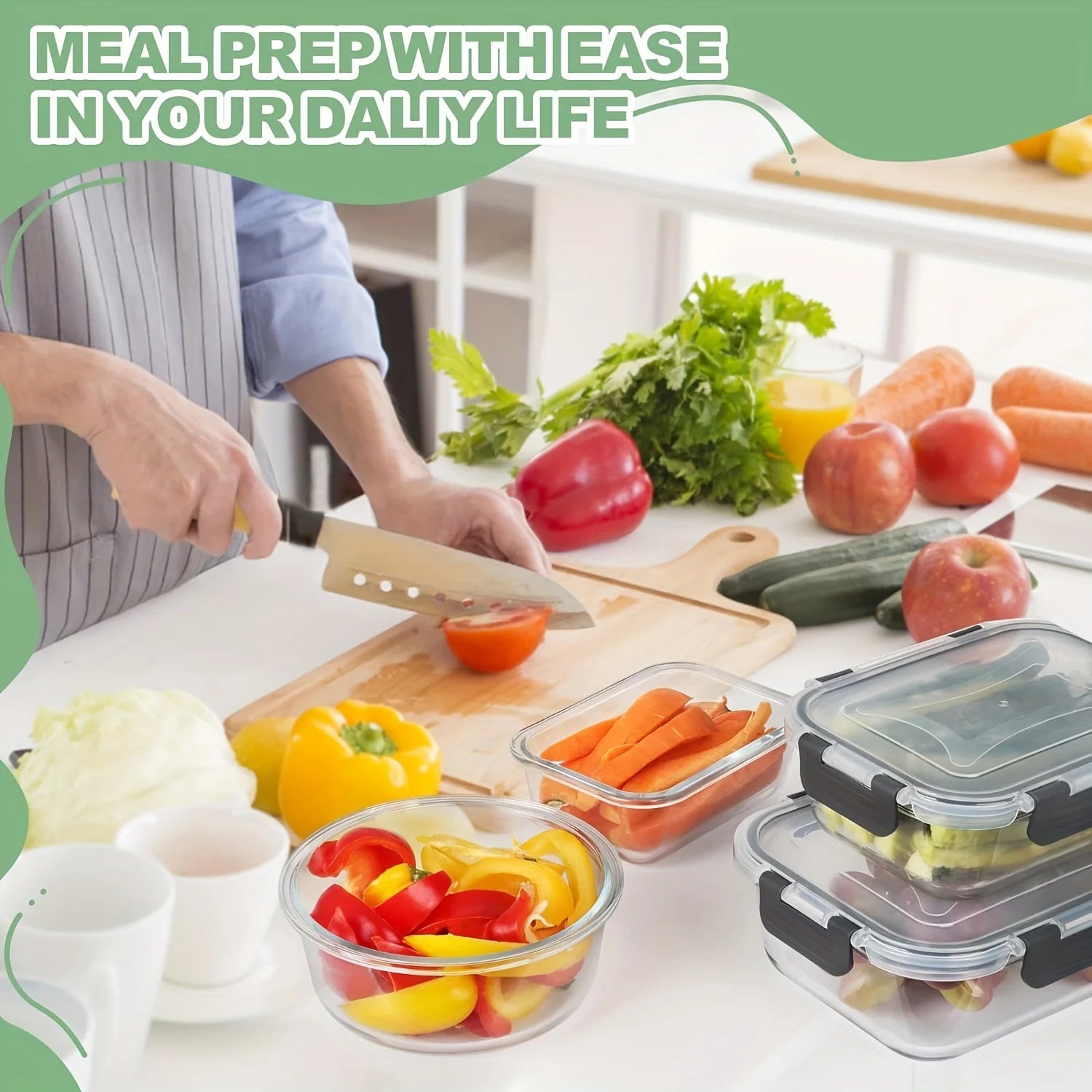 12-Piece Glass Food Storage Containers with Lids – Airtight Meal Prep &