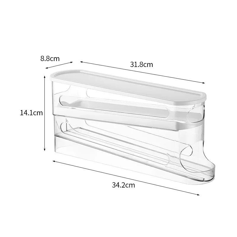 Automatic Rolling Double-Layer Egg Dispenser – Refrigerator Egg Organizer Holder