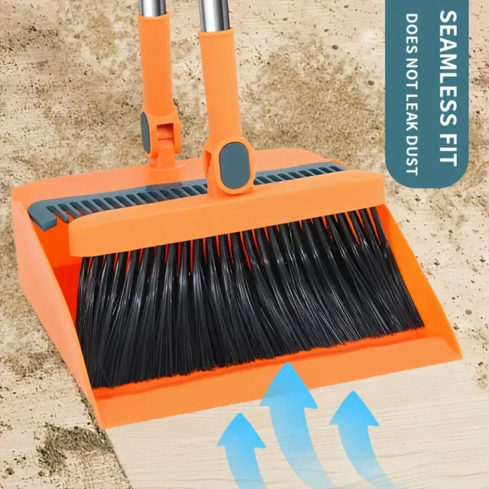 2-Piece Broom and Dustpan Set – Long Handle Household Sweeping Cleaning Kit