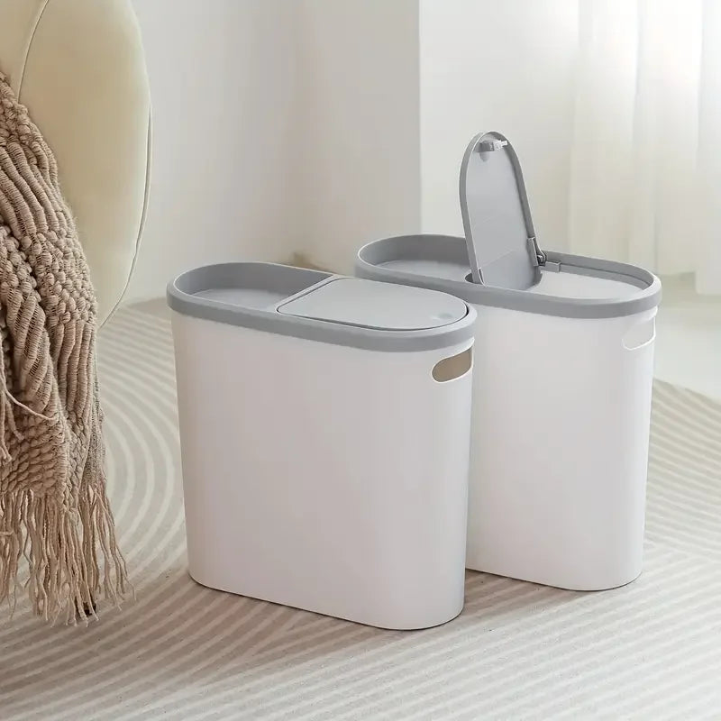 Slim Bathroom Trash Can with Lid – Modern Space-Saving Waste Bin