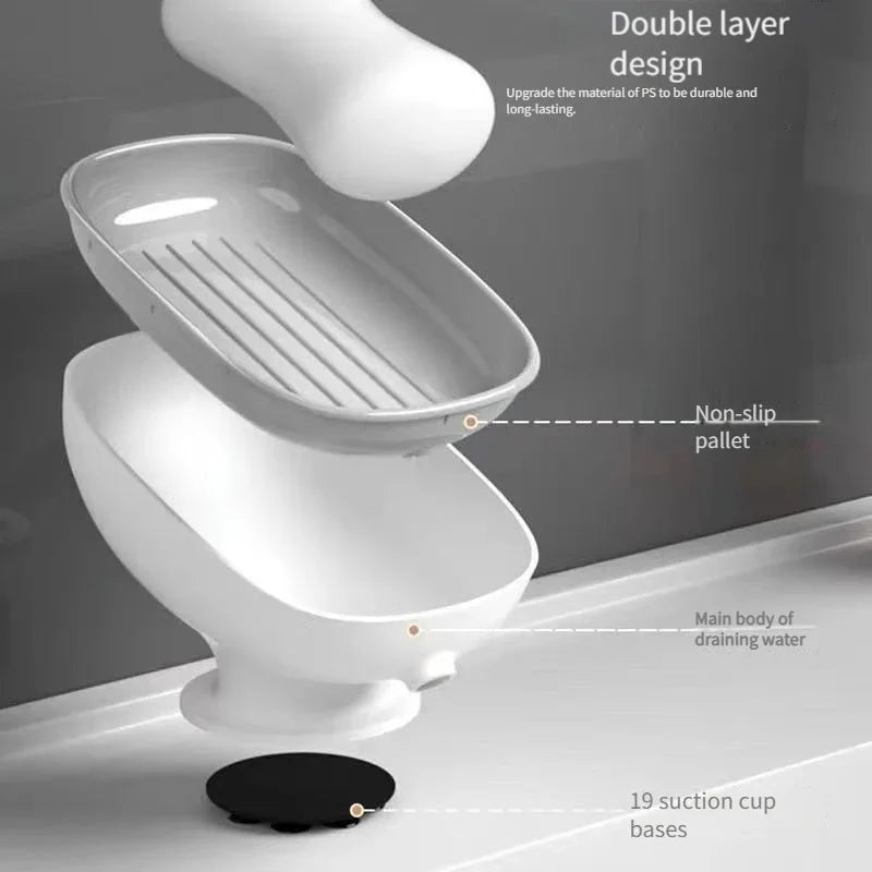 Self-Draining Soap Dish – Double Layer Soap Holder with Drainage