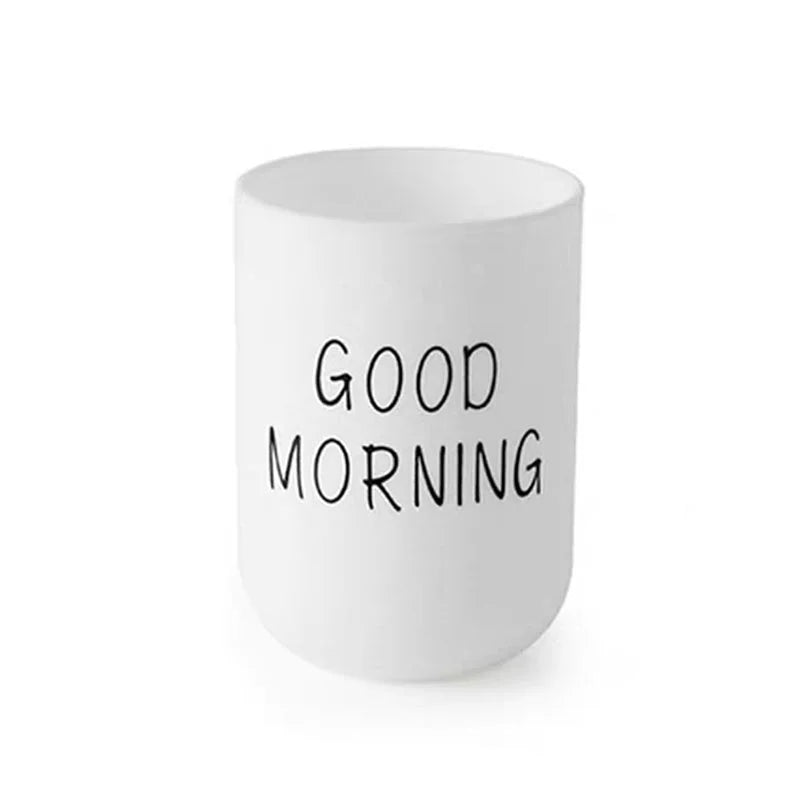 View of Good Morning Bathroom Cup – Toothbrush Holder & Mouthwash Cups