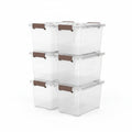 6-Pack Clear Stackable Storage Bins – 7 Quart Latching Containers with Lid
