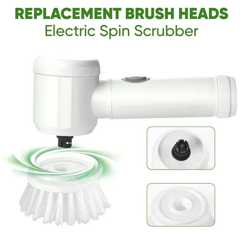 View of Cordless Electric Spin Scrubber with 5 Replaceable Brush Heads –