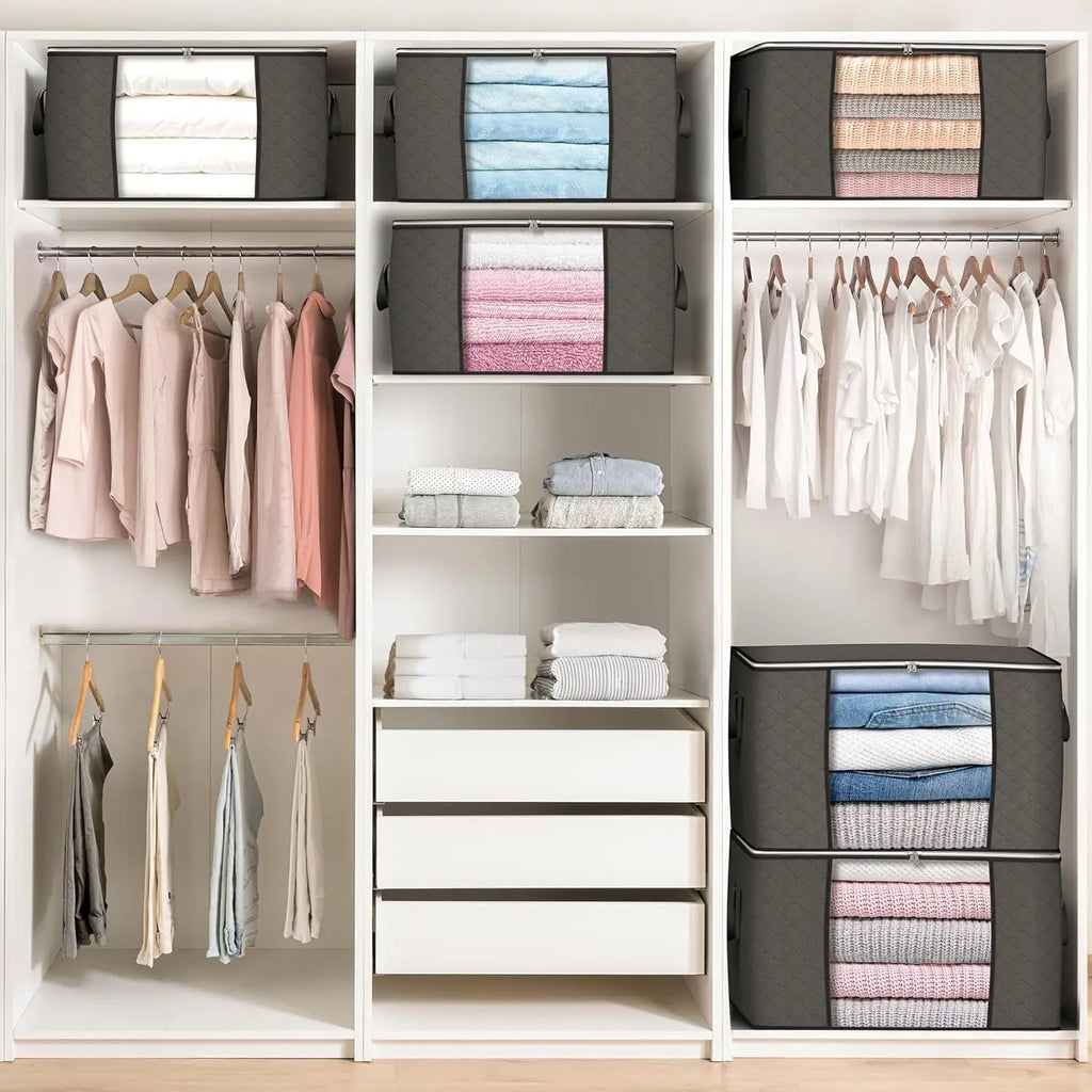 6 pack set- Large Storage Bags – 6 Pack Foldable Closet Organizers