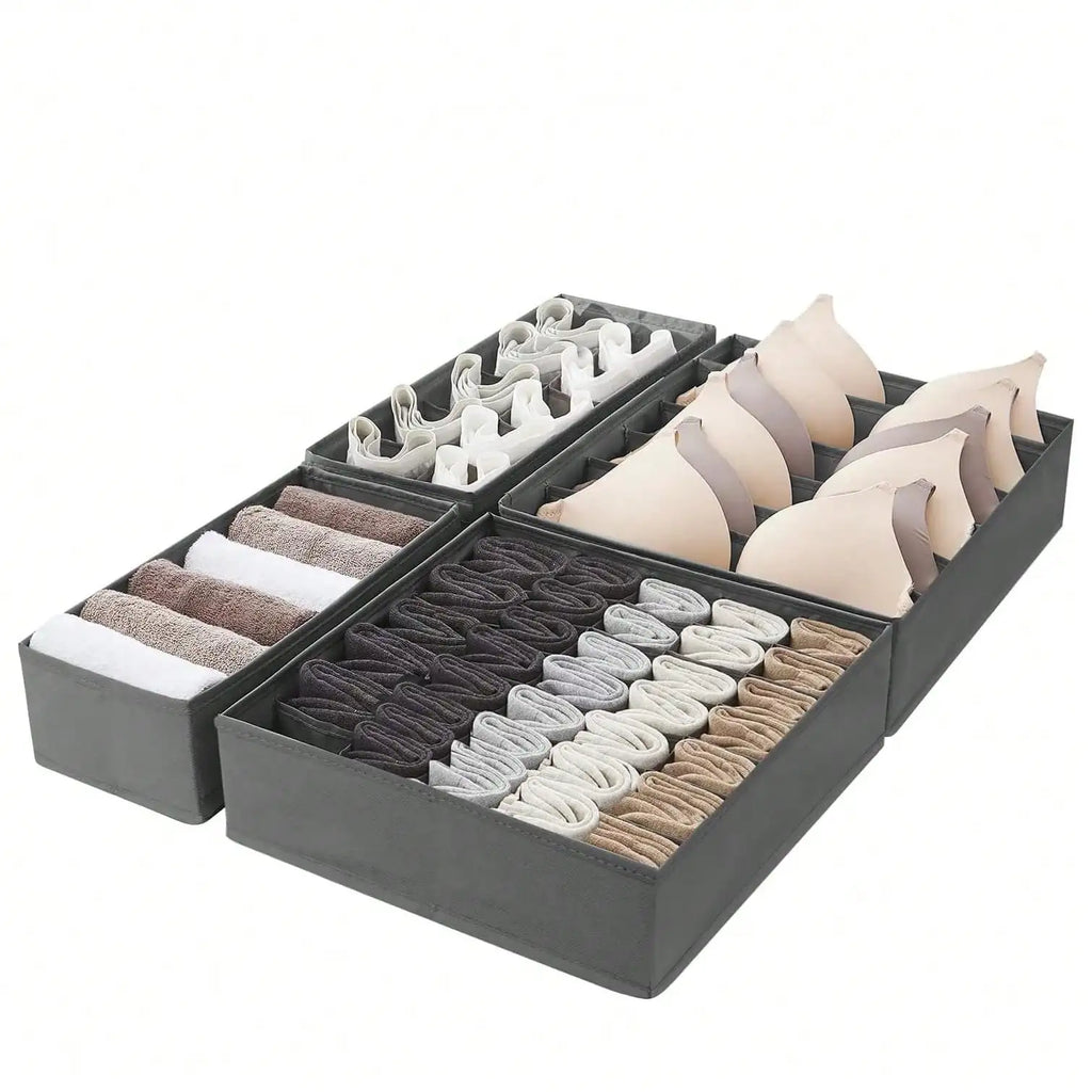 4-Pack Foldable Drawer Organizer Set – Fabric Closet Divider for Clothes &