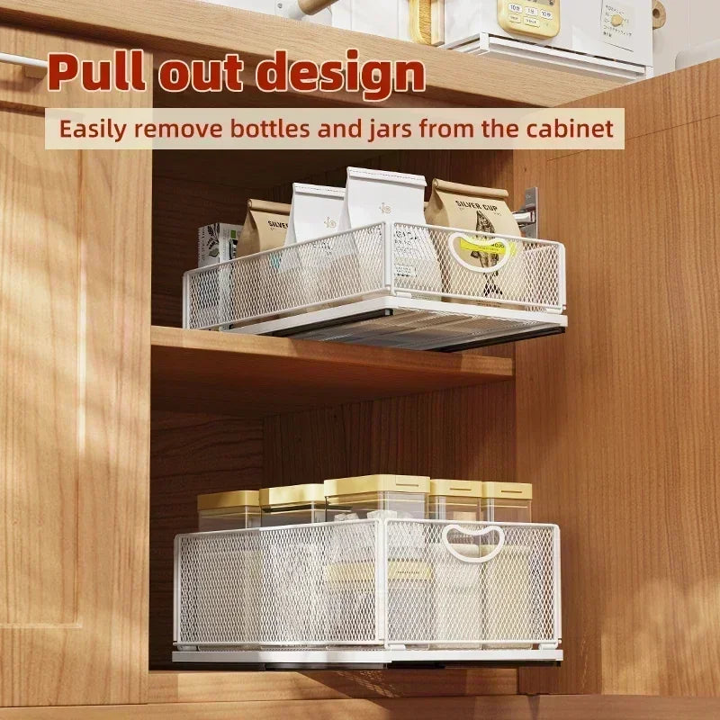 Pull-Out Cabinet Storage Basket – Sliding Kitchen Pantry Organizer product