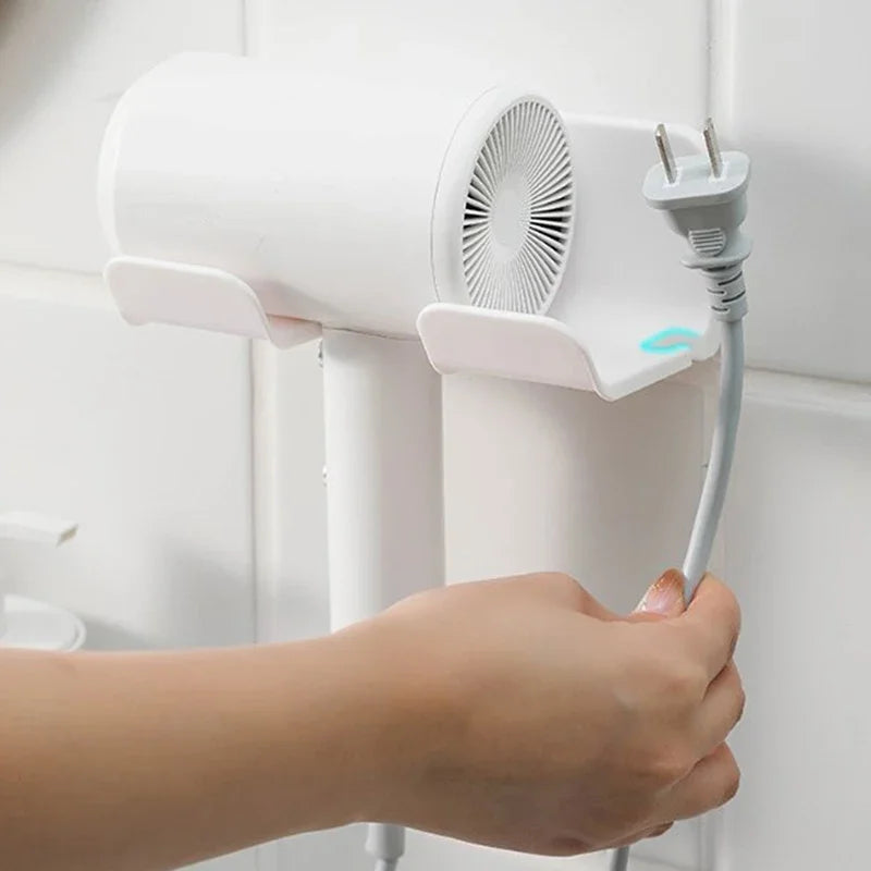View of Adhesive Wall Mounted Hair Dryer Holder – Hair Tool Organizer