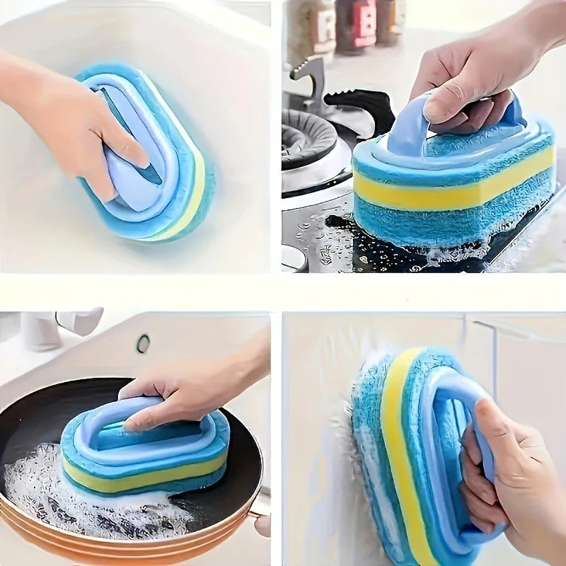 Tile Sponge Cleaning Brush – Microfiber Scrub Brush with Built-In Handle product