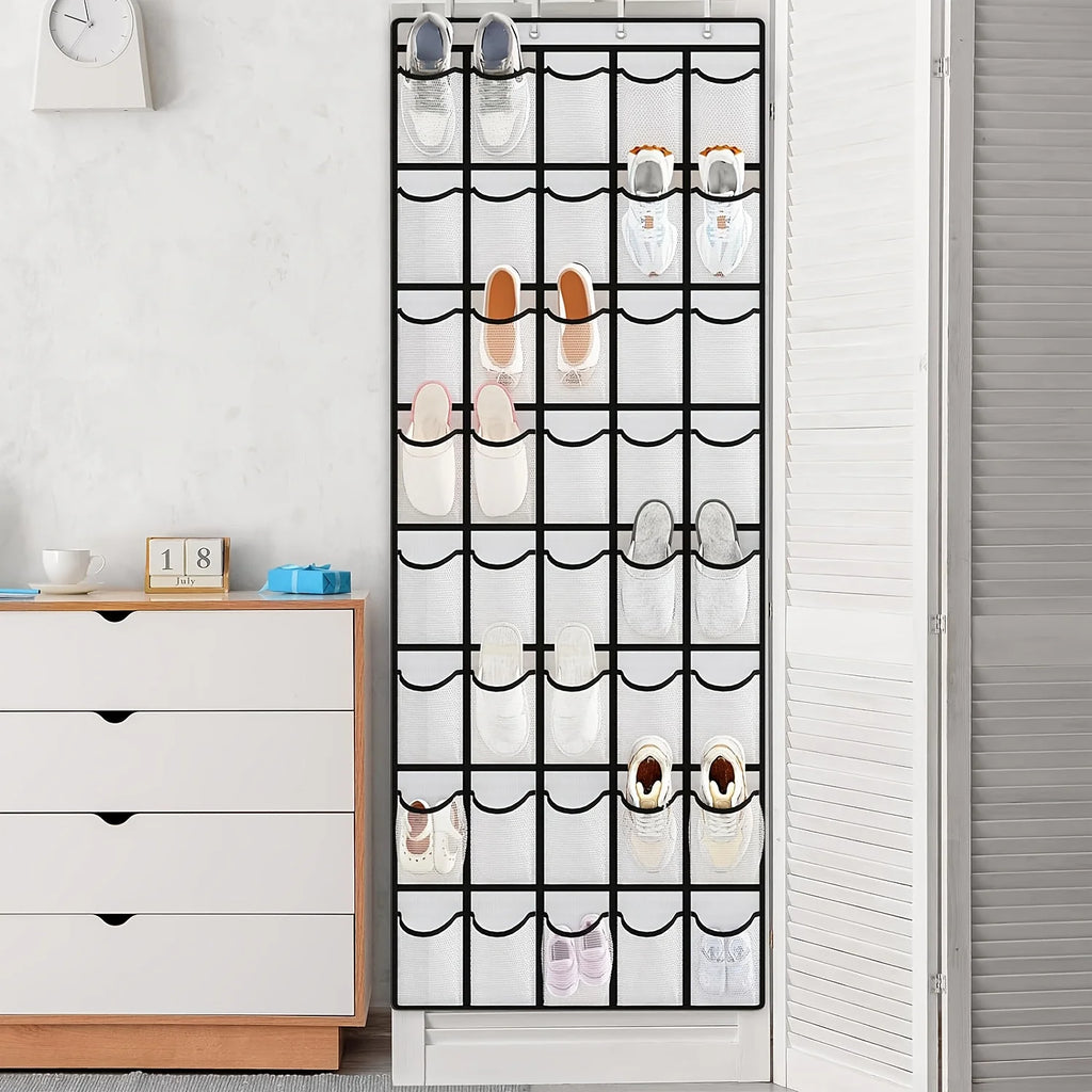 View of Hanging Door Organizer with Pockets – Foldable Storage for Shoes,