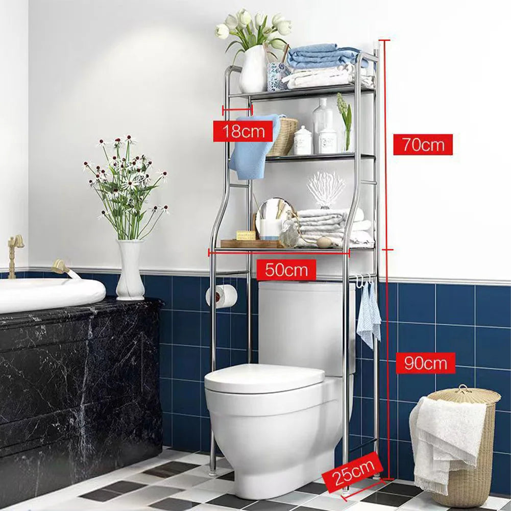 Over-The-Toilet Storage Rack – 3-Tier Metal Bathroom Organizer with Towel Hooks product