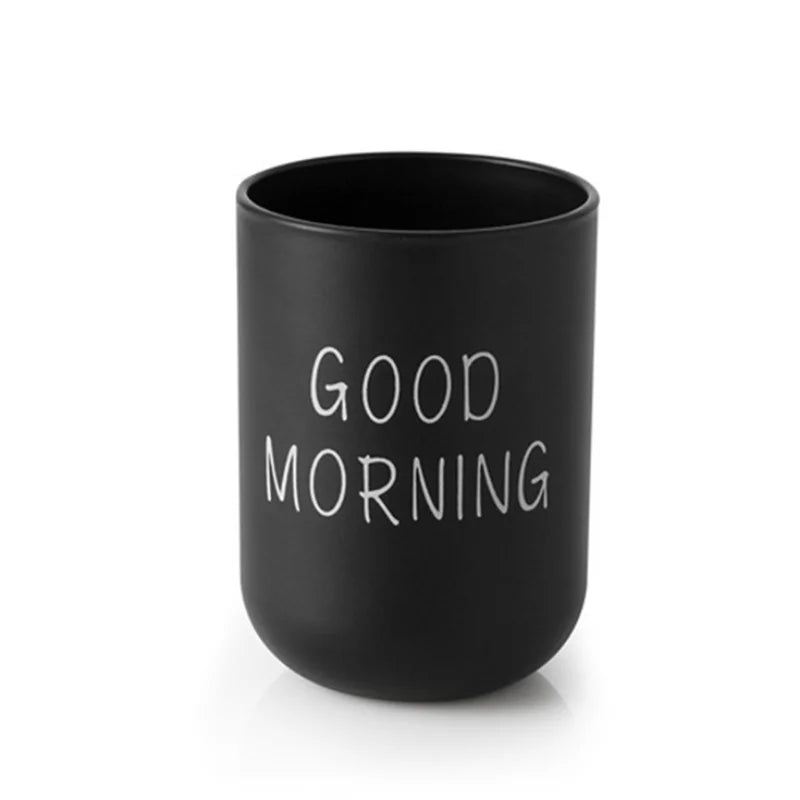 Good Morning Bathroom Cup – Toothbrush Holder & Mouthwash Cups
