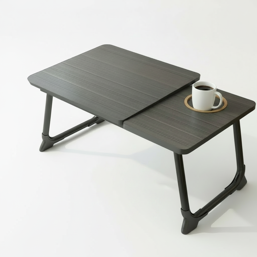 View of Adjustable Foldable Laptop Desk for Bed & Couch with Cup