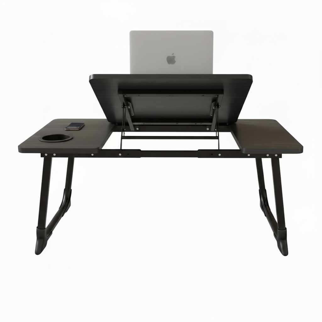 Adjustable Foldable Laptop Desk for Bed & Couch with Cup Holder