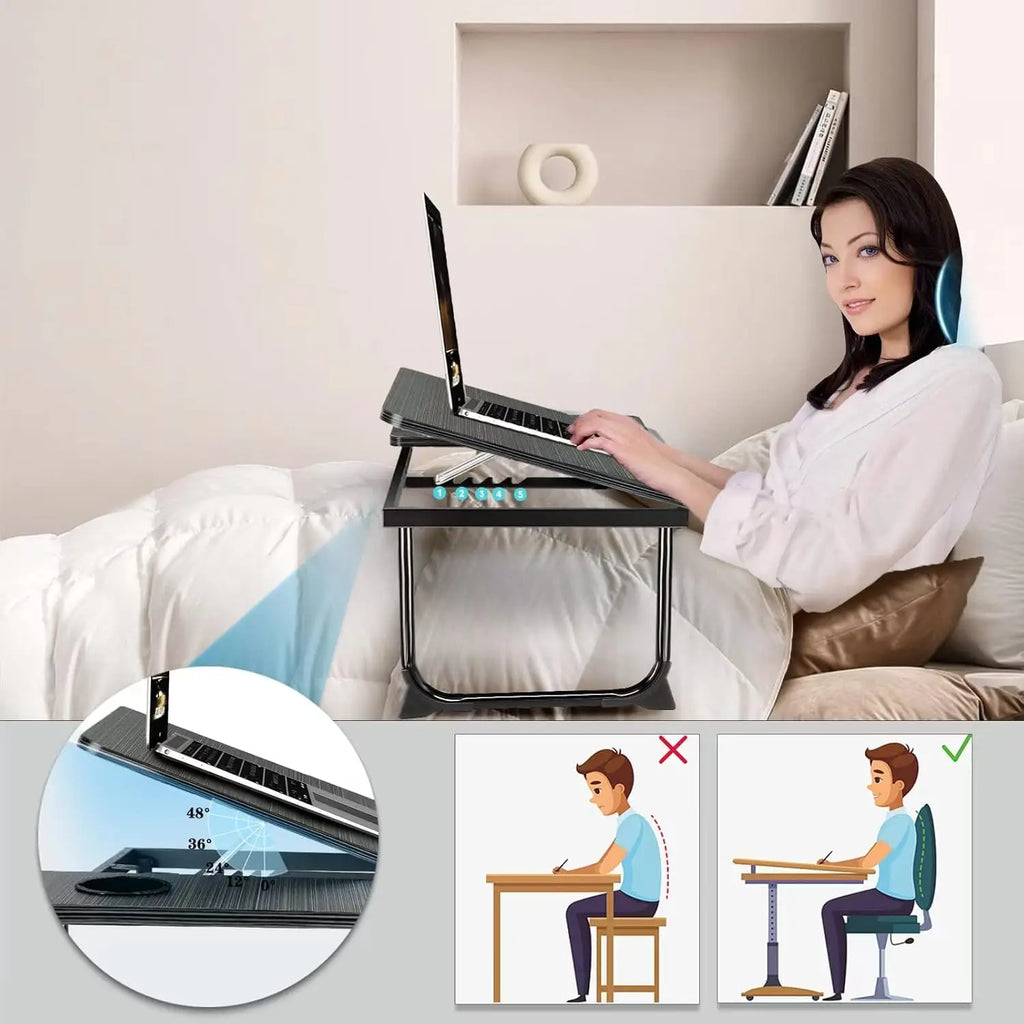 Adjustable Foldable Laptop Desk for Bed & Couch with Cup Holder product