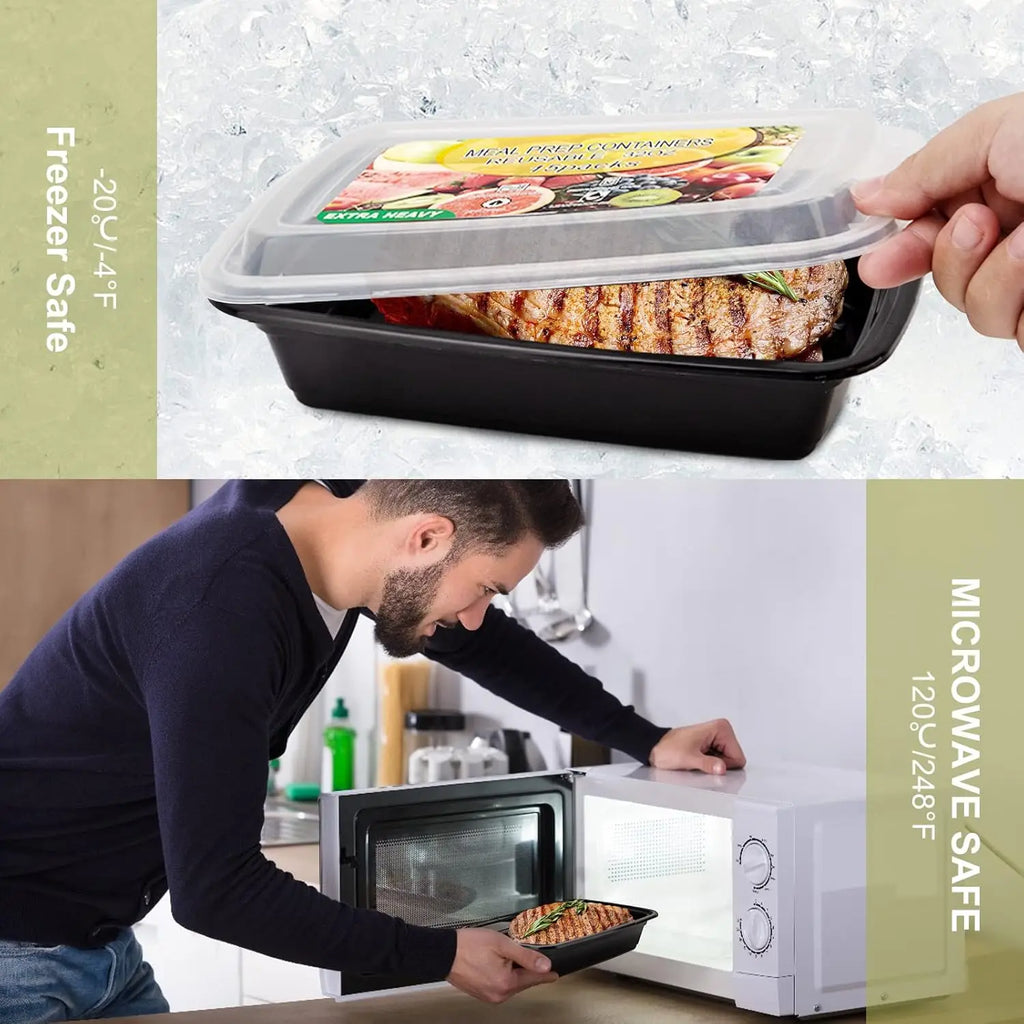 View of 15-Pack Reusable Meal Prep Containers – 32oz Leakproof BPA-Free Food