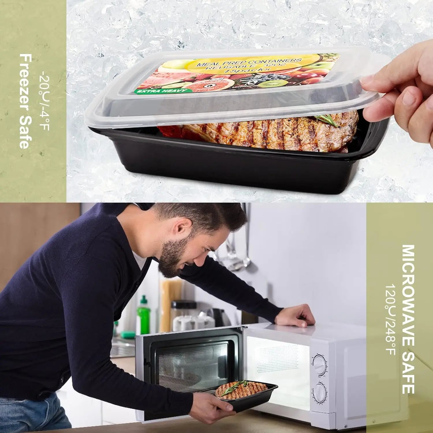 View of 15-Pack Reusable Meal Prep Containers – 32oz Leakproof BPA-Free Food