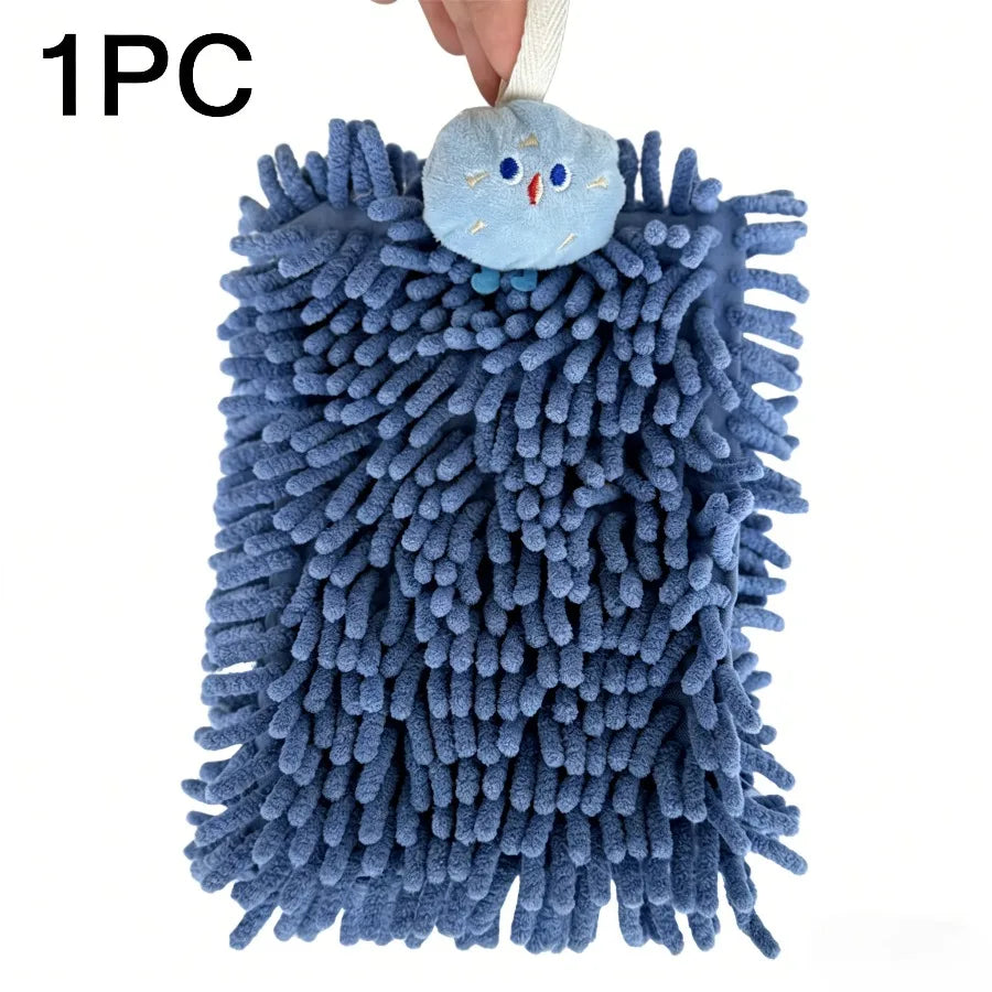 Cute Chenille Hanging Hand Towel – Super Absorbent Quick-Dry Bathroom & Kitchen