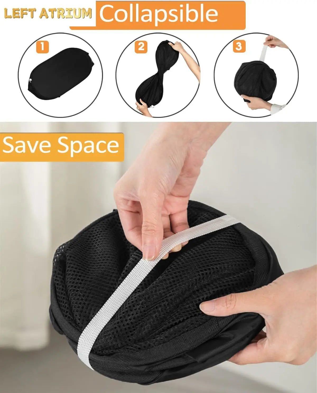Folding Mesh Laundry Basket – Collapsible Dirty Clothes Hamper product image