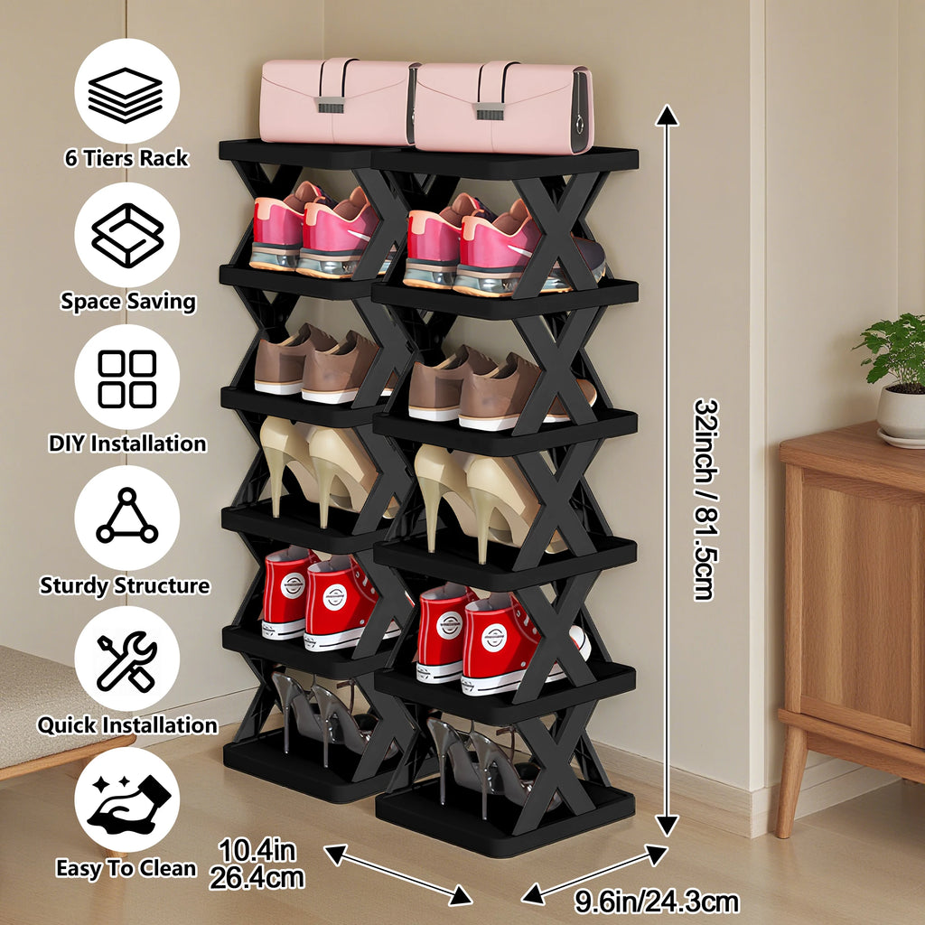 Tier Vertical Shoe Rack – Space-Saving Stackable Shoe Storage Organizer product image