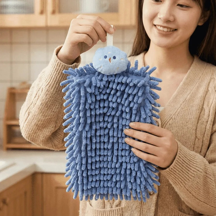 View of Cute Chenille Hanging Hand Towel – Super Absorbent Quick-Dry Bathroom