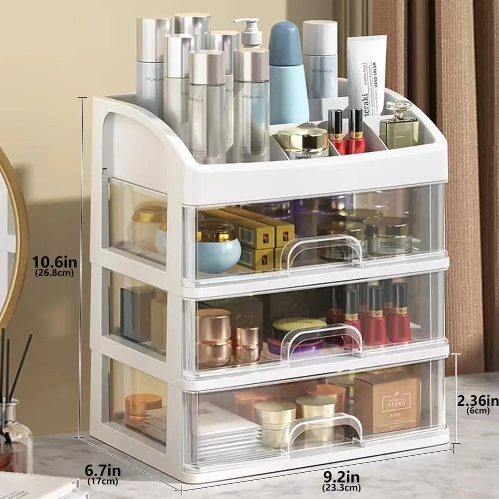 Multi-Layer Makeup Organizer with Drawers – Desktop Cosmetic Storage Box product