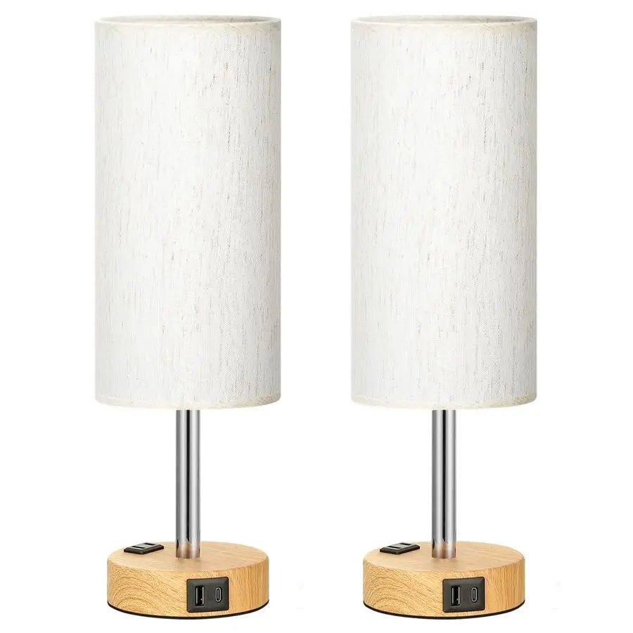 View of Set of 2-Modern Touch Control Table Lamps 3-Level Dimmable Bedside