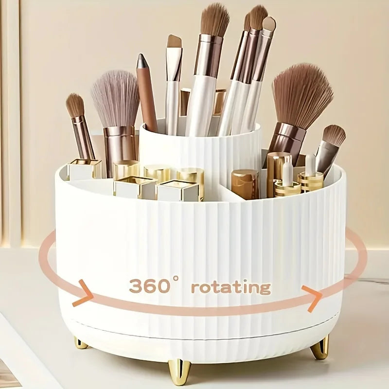 360° Rotating Makeup Organizer – Cosmetic Storage for Brushes, Skincare & Beauty