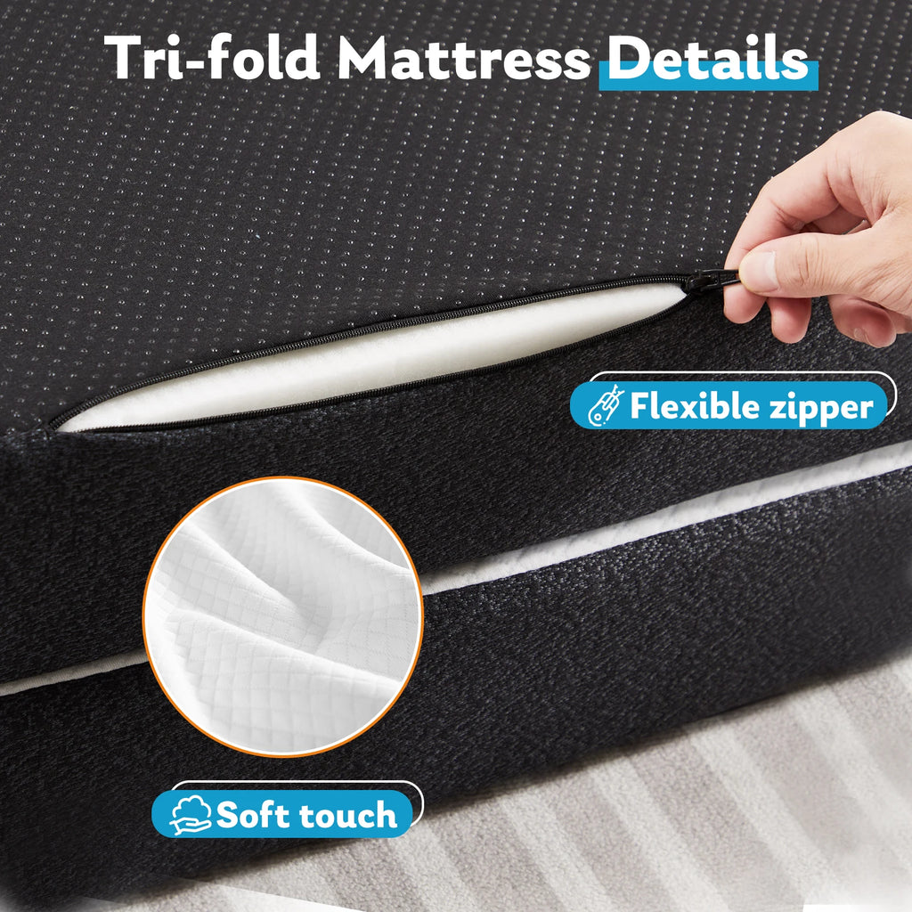 Three Fold Portable Floor Mattress – Tri-Fold Foldable Sleeping Mattress for Home