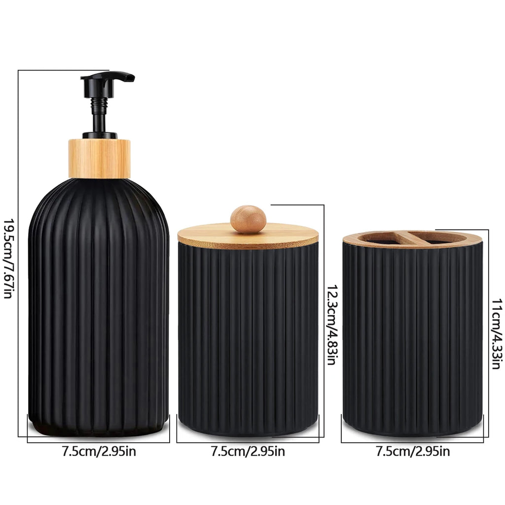 View of Bathroom Countertop Organizer Set – Soap Dispenser, Toothbrush Holder &