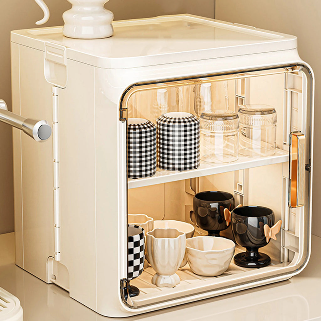 Stackable Dustproof Cup Storage Box – Multilayer Plastic Cup Organizer for Kitchen