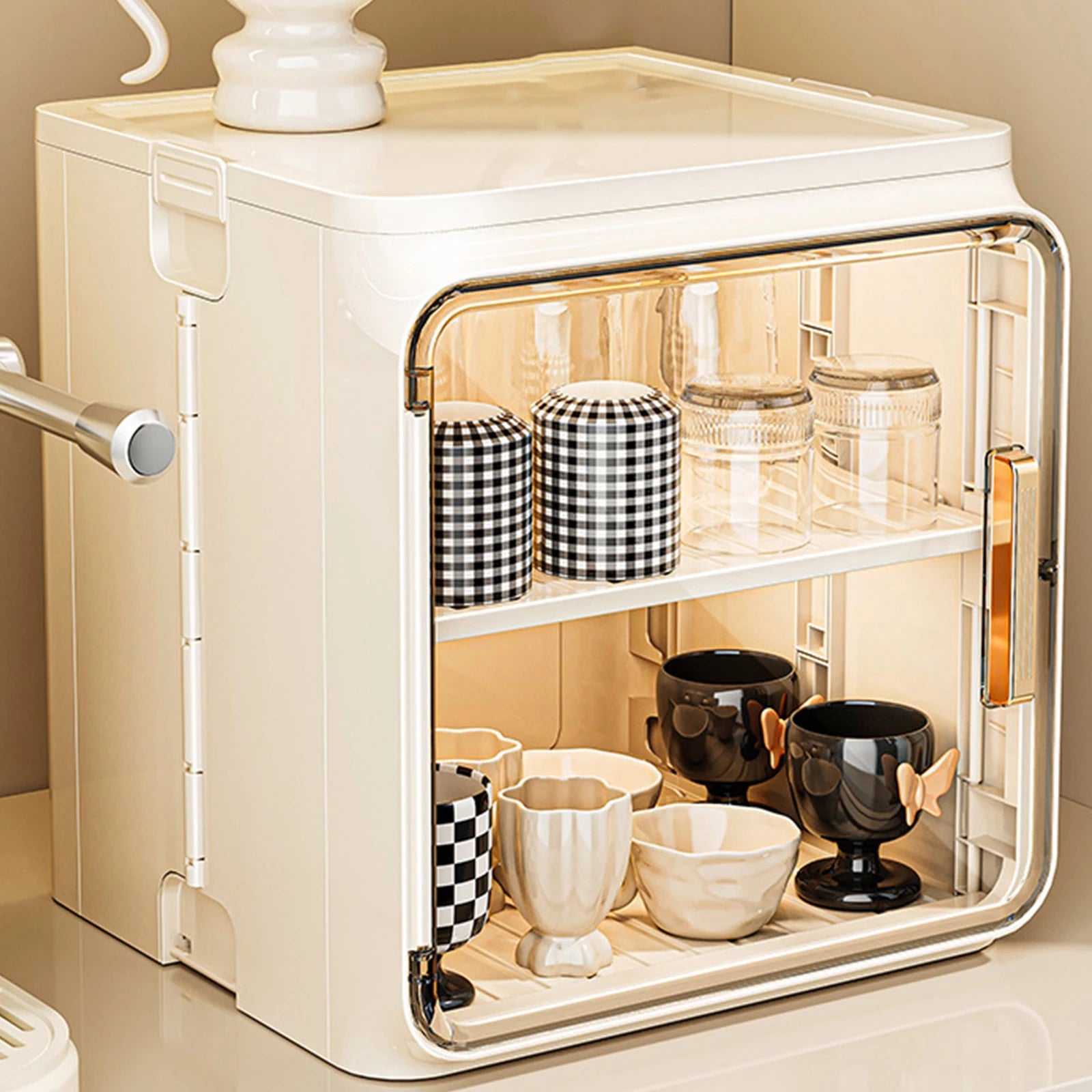 Stackable Dustproof Cup Storage Box – Multilayer Plastic Cup Organizer for Kitchen