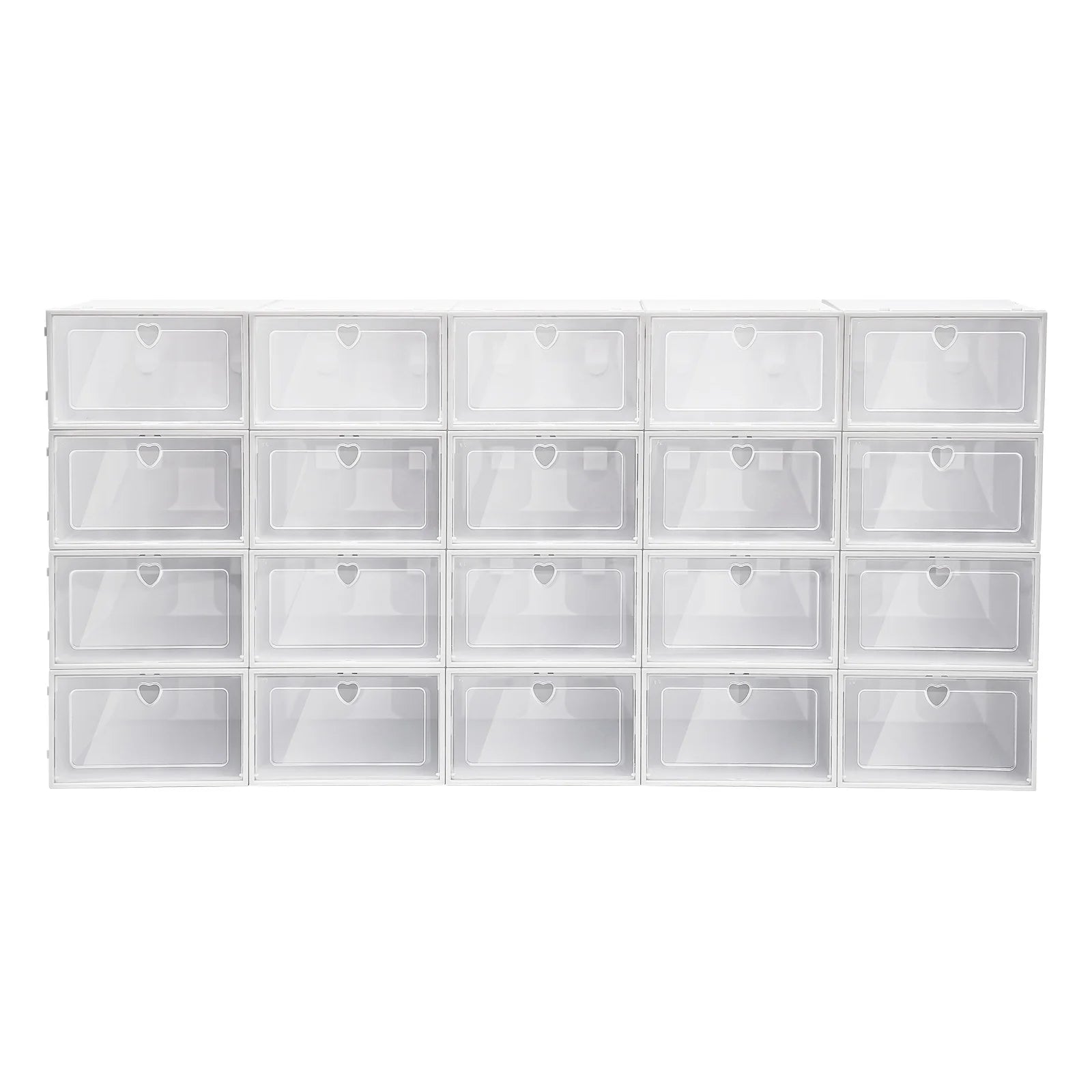 View of 20PCS Foldable Shoe Storage Boxes with Lids – Stackable Clear