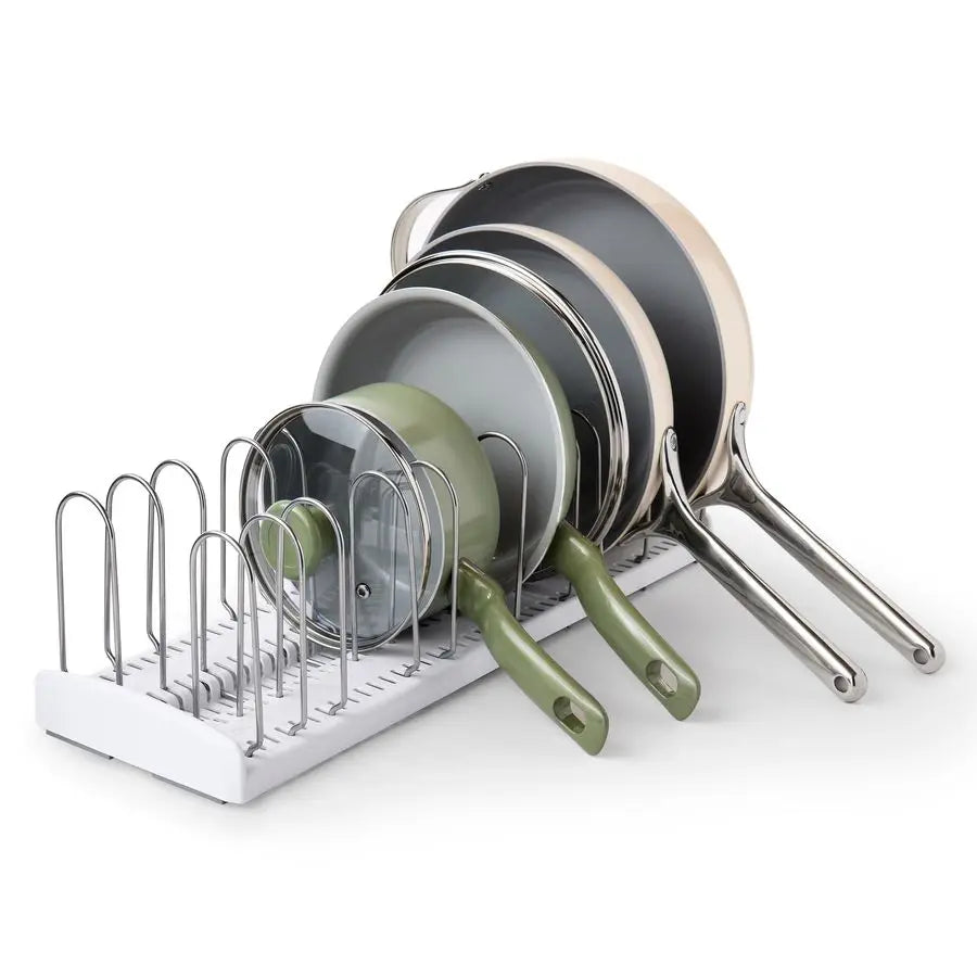 Expandable Pan & Lid Organizer Rack – Adjustable Kitchen Cabinet Pot Lid