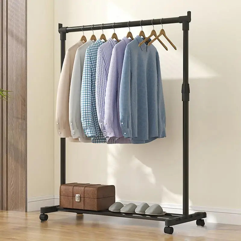 Standing Clothes Hanger Rack – Adjustable Rolling Garment Rack with Bottom Shelf