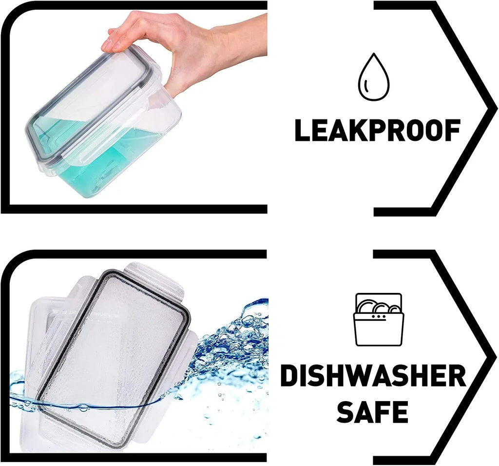 4-Piece Airtight Food Storage Container Set – Snap Lid Plastic Containers for Pantry & Kitchen | Leakproof | 4 Containers + 4 Lids