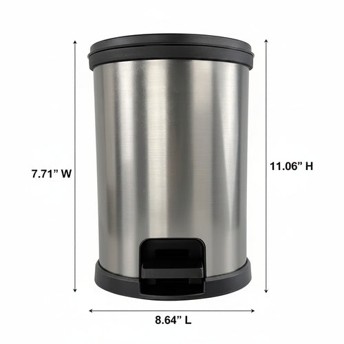 5 Gallon Round Step Trash Can Touchless Bathroom Wastebasket Durable Pedal Design