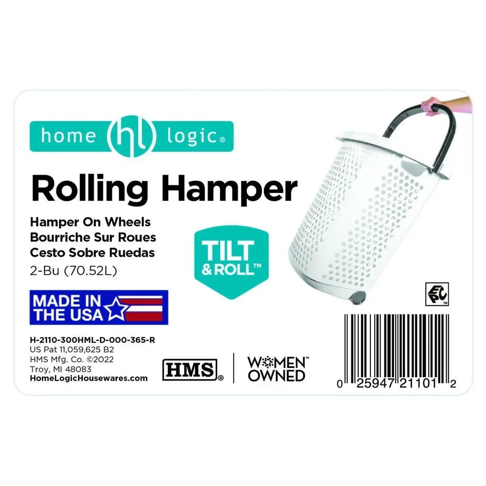 Rolling Laundry Hamper with Wheels – 2 Bushel Plastic Laundry Basket product