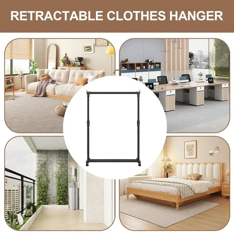 Standing Clothes Hanger Rack – Adjustable Rolling Garment Rack with Bottom Shelf