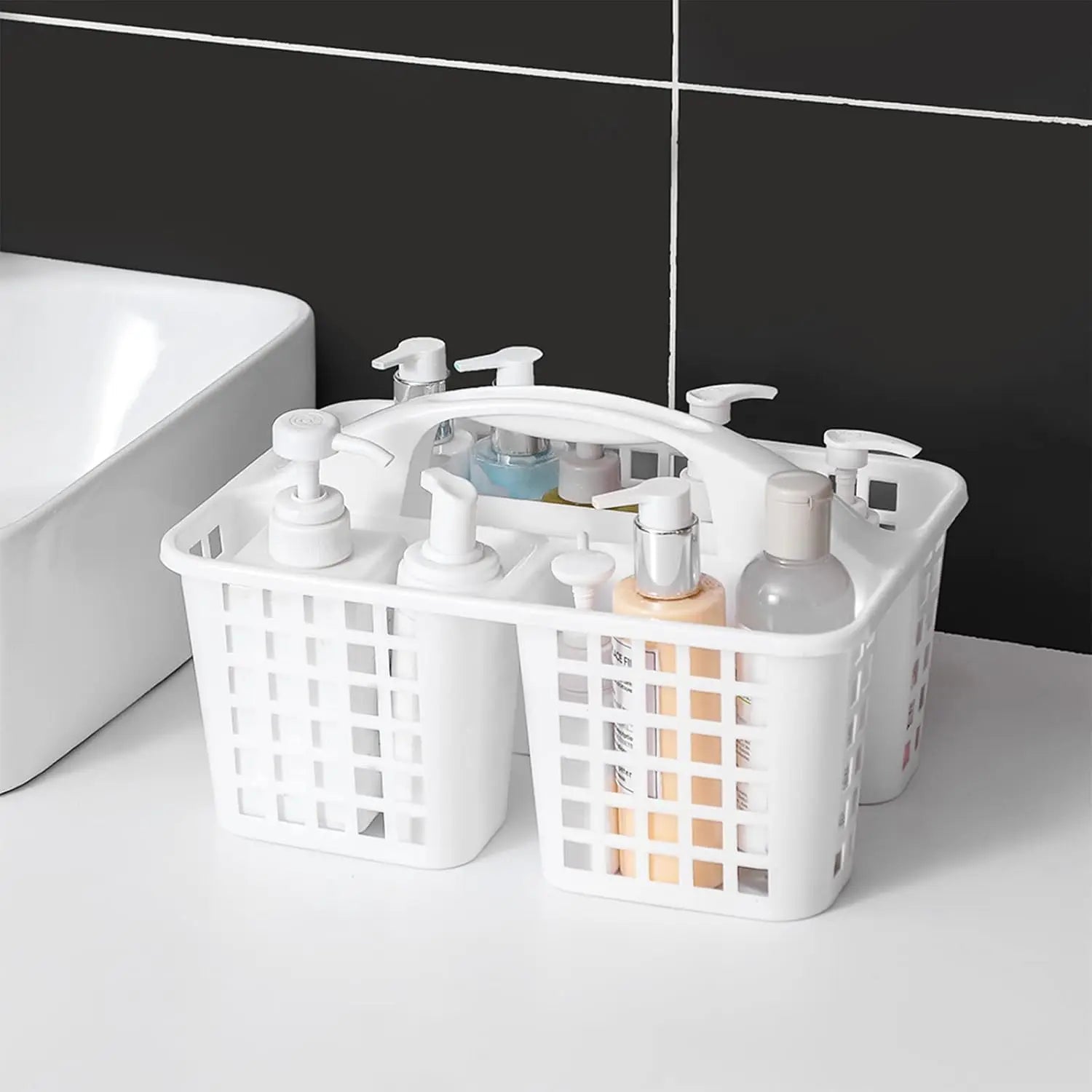 Divided Shower Caddy Basket with Handle – 3-Compartment Portable Storage Organizer for
