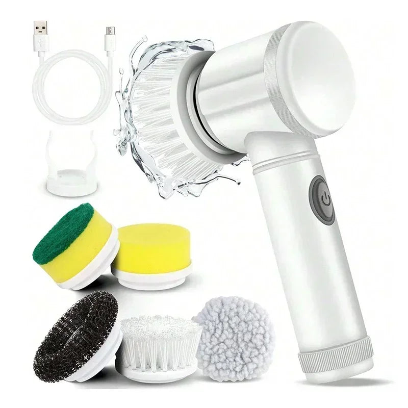 Cordless Electric Spin Scrubber with 5 Replaceable Brush Heads – Powerful Bathroom