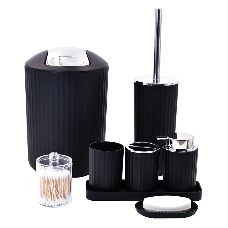 Plastic Bathroom Items Set – 8 Piece Bathroom Accessory Set with Toothbrush