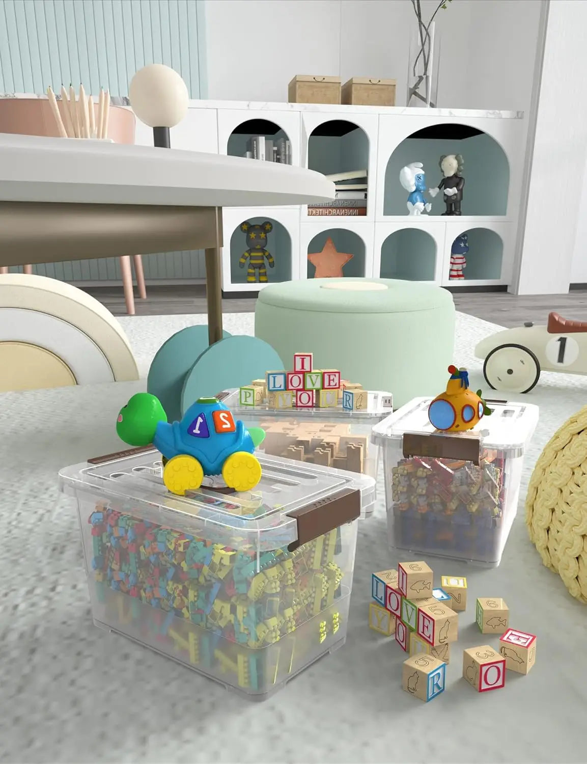 6-Pack Clear Stackable Storage Bins – 7 Quart Latching Containers with Lid