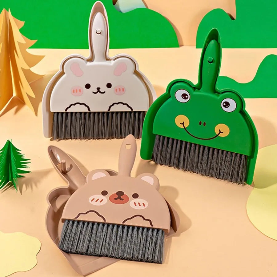 View of Cartoon Mini Broom & Dustpan Set – Cute Handheld Desktop