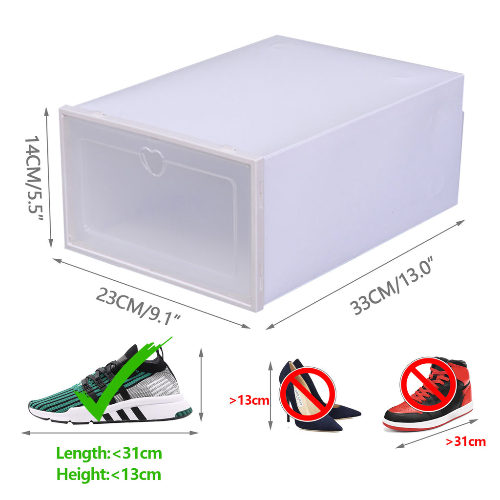 6 Pack | Stackable Plastic Shoe Storage Boxes – Transparent Drawer-Style Dustproof Shoe Organizer | 6 Pack